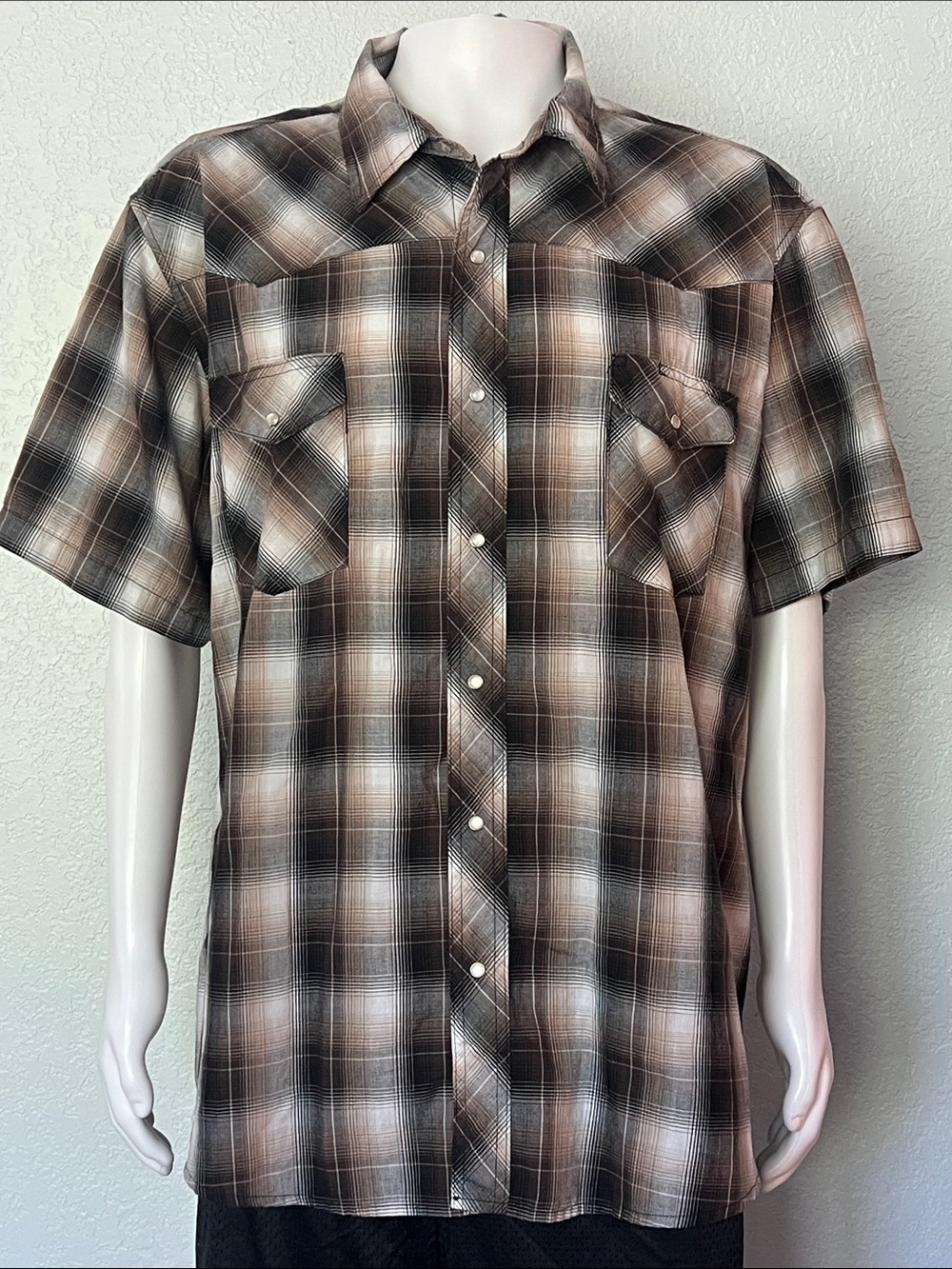 Plaid Pearl Snap Western Shirt 3XL Wrangler Cowboy Rodeo Ranch Shirt